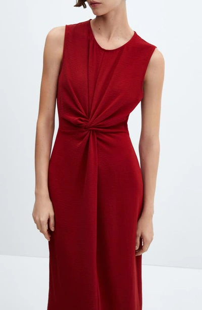 Shop Mango Knot Front Sleeveless Midi Dress In Red