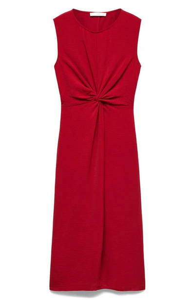 Shop Mango Knot Front Sleeveless Midi Dress In Red
