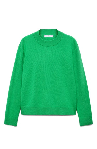 Shop Mango Rib Mock Neck Sweater In Green