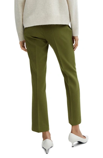 Shop Mango Belted Straight Leg Ankle Pants In Green