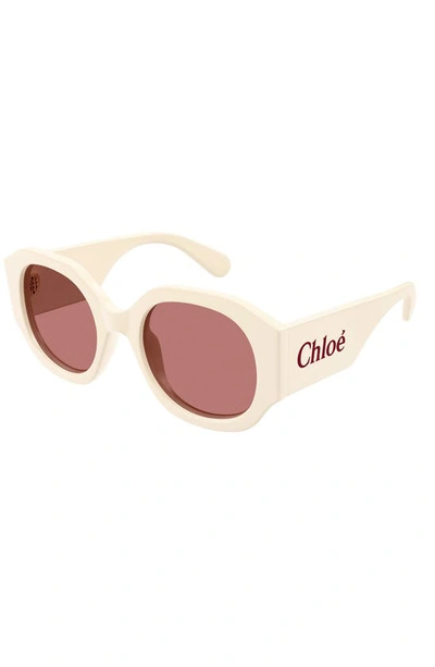 Shop Chloé 53mm Round Sunglasses In Ivory