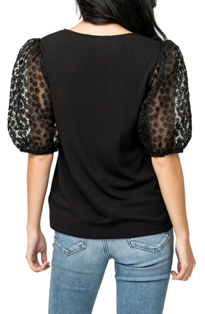 Gibsonlook Megan Mixed Media Top In Black