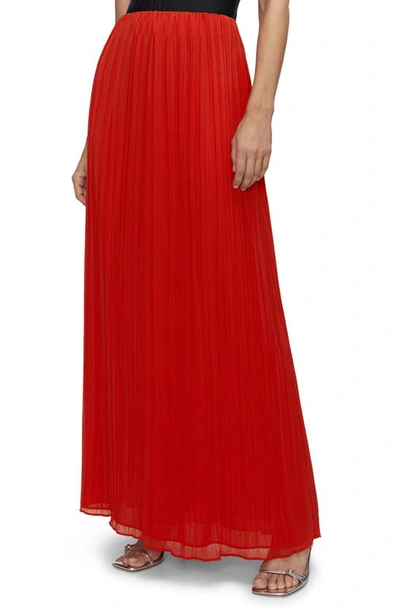 Shop Mango Pleated Maxi Skirt In Red