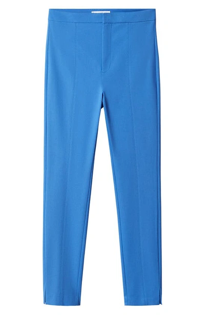 Shop Mango High Waist Crop Skinny Pants In Blue