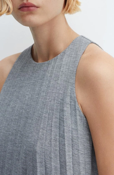 Shop Mango Pleated Sleeveless Trapeze Minidress In Light Heather Grey