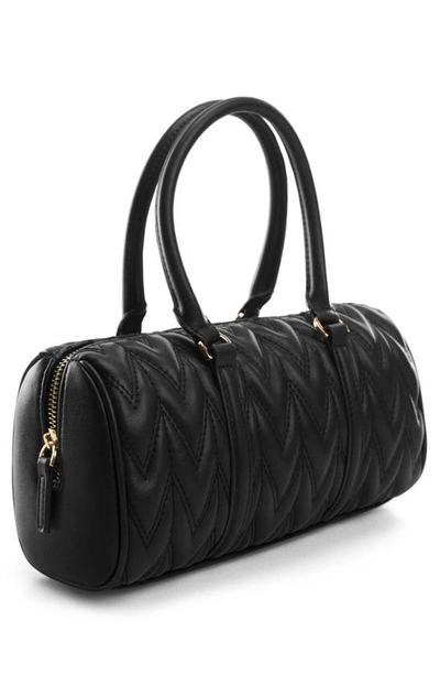 Shop Mango Quilted Double Handle Crossbody Bag In Black