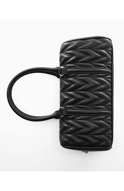 Shop Mango Quilted Double Handle Crossbody Bag In Black