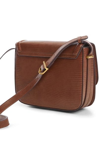 Mango Lizard Embossed Crossbody Bag In Brown Leather