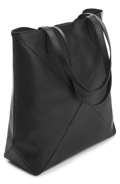 Shop Mango Leather Shopper In Black