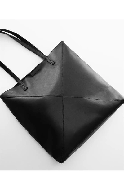 Shop Mango Leather Shopper In Black