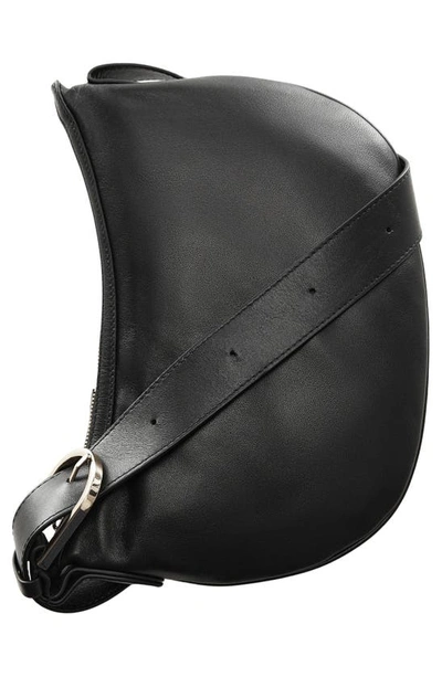 Shop Mango Leather Shoulder Bag In Black