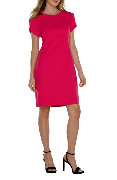 Shop Liverpool Los Angeles Short Sleeve Sheath Dress In Pink Punch