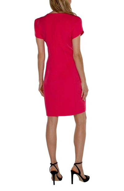 Shop Liverpool Los Angeles Short Sleeve Sheath Dress In Pink Punch