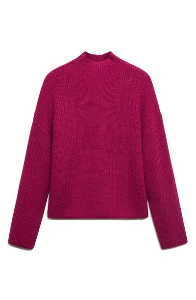 Shop Mango Mock Neck Sweater In Purple