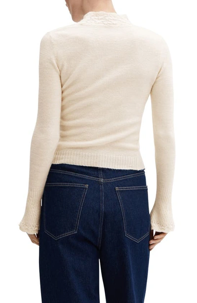 Mango Mock Neck Flare Cuff Sweater In Ecru