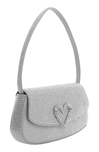 Shop Mango Crystal Heart Shoulder Bag In Silver