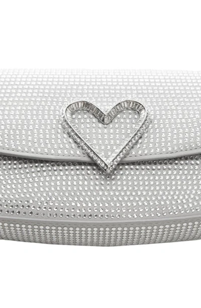 Shop Mango Crystal Heart Shoulder Bag In Silver