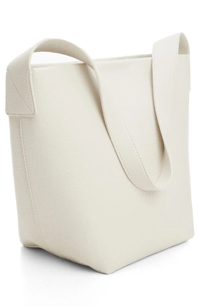 Shop Mango Faux Leather Bucket Bag In Off White