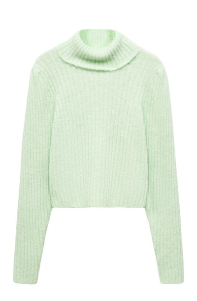 Shop Mango Turtleneck Crop Sweater In Green Apple
