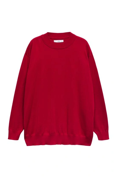 Shop Mango Oversize Mock Neck Sweater In Red