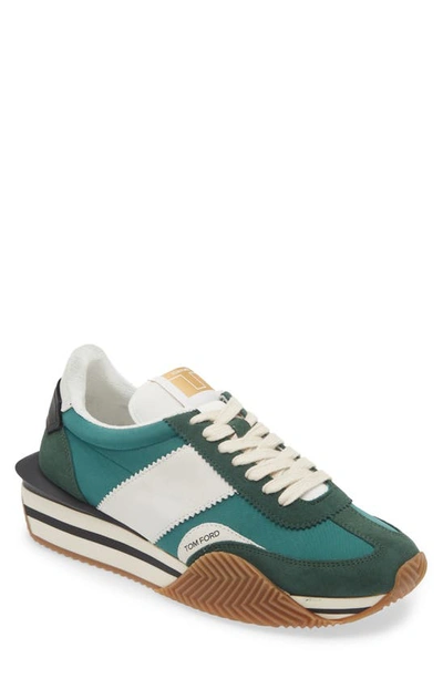 Tom Ford Men's James Fabric And Suede Low-top Sneakers In Pine Green