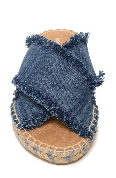 Shop Minnetonka Pepper Espadrille Slide Sandal In Blue Denim