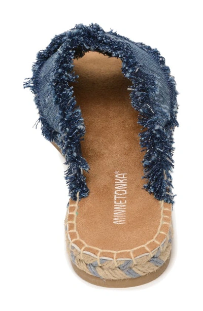 Shop Minnetonka Pepper Espadrille Slide Sandal In Blue Denim