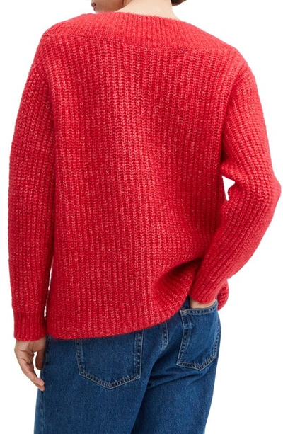 Shop Mango Chunky V-neck Sweater In Red