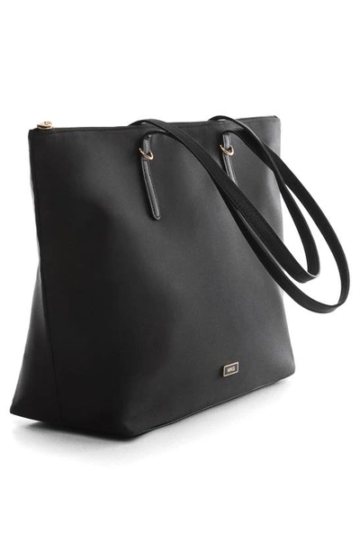 Shop Mango Recycled Polyester Shopper In Black