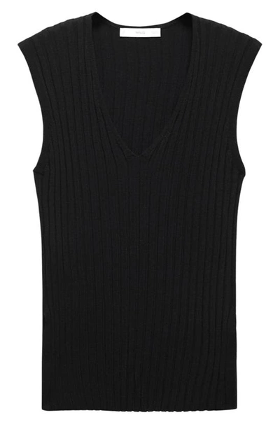Mango Rib Sweater Tank In Black