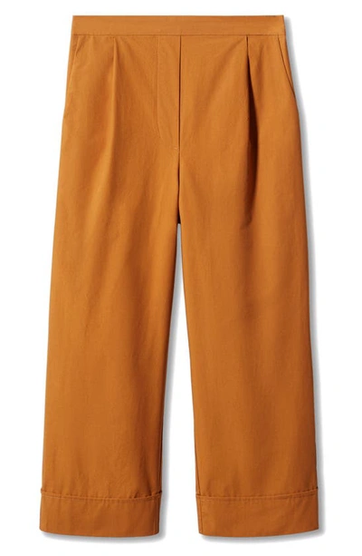 Shop Mango Pleat Front Ankle Pants In Brown