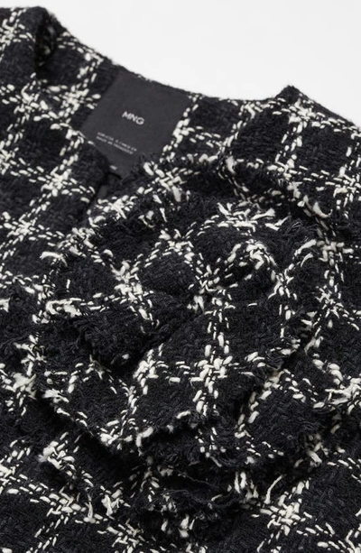 Shop Mango Floral Tweed Blazer In Black