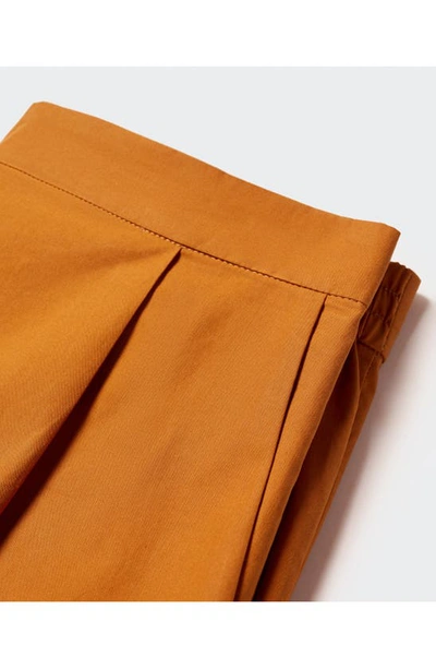 Shop Mango Pleat Front Ankle Pants In Brown