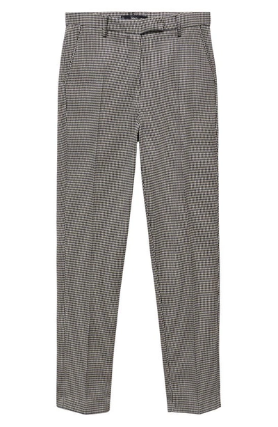 Mango Houndstooth Skinny Ankle Suit Pants In Blue