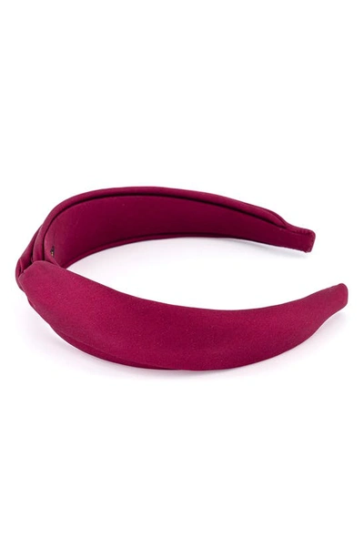 Shop Alexandre De Paris Knotted Silk Twill Headband In Burgundy