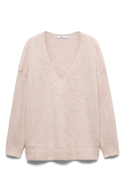 Shop Mango Oversize V-neck Sweater In Pastel Pink
