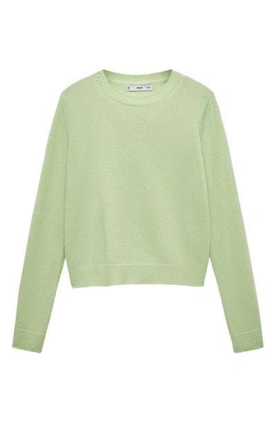 Shop Mango Crewneck Crop Pullover Sweater In Pastel Green
