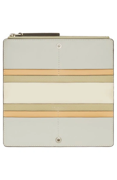 Shop Tory Burch Robinson Patch Slim Leather Bifold Wallet In Feather Gray