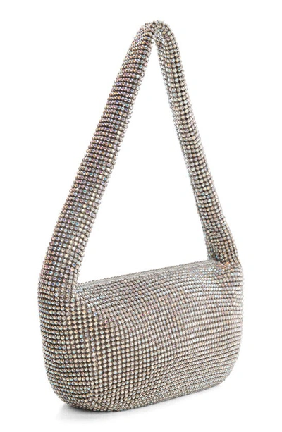 Shop Mango Rhinestone Shoulder Bag In Silver