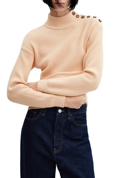 Shop Mango Shoulder Button Sweater In Beige