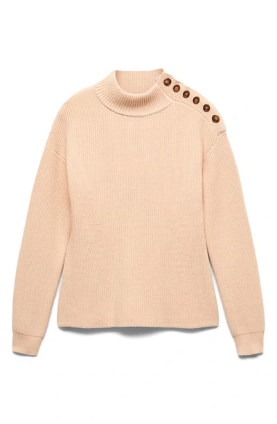 Shop Mango Shoulder Button Sweater In Beige