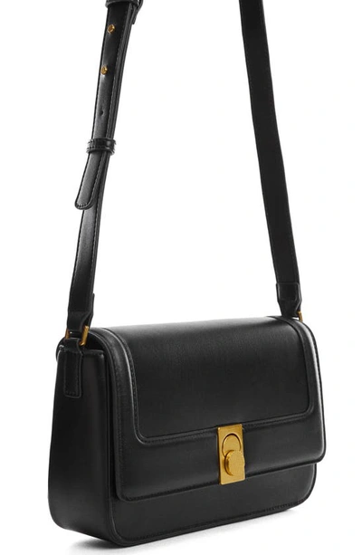 Shop Mango Faux Leather Crossbody Bag In Black