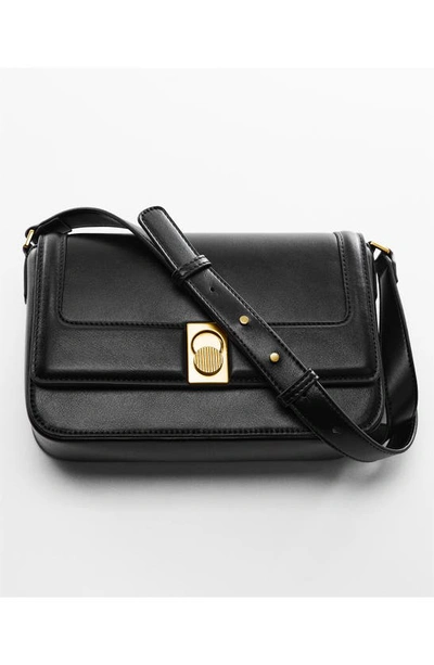 Shop Mango Faux Leather Crossbody Bag In Black