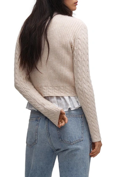 Mango Mixed Stitch Crop Mock Neck Sweater In Pastel Pink