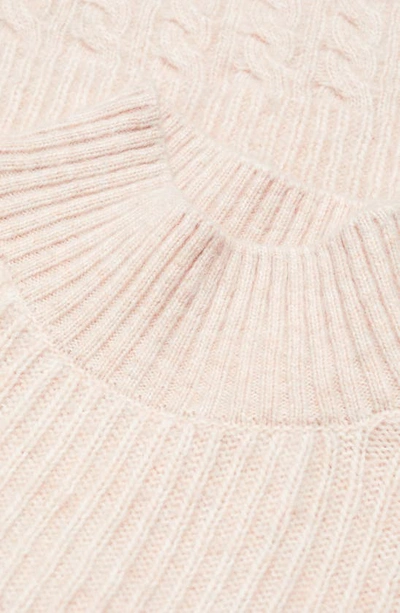 Mango Mixed Stitch Crop Mock Neck Sweater In Pastel Pink