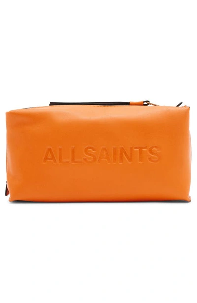 Shop Allsaints Elliotte Leather Storage Pouch In Pyrrole Orange