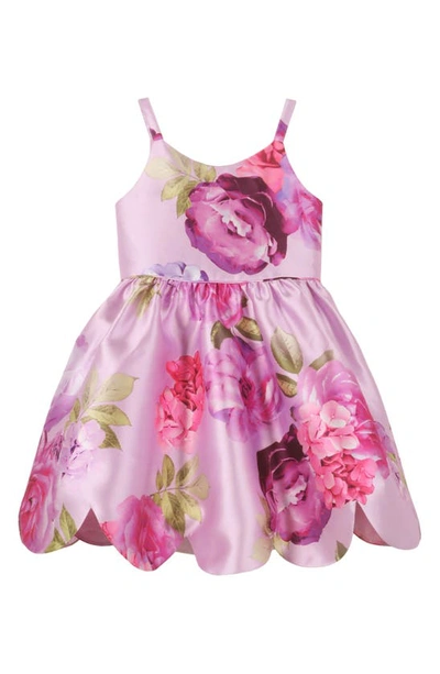 Shop Zunie Kids' Floral Mikado Party Dress In Orchid Multi