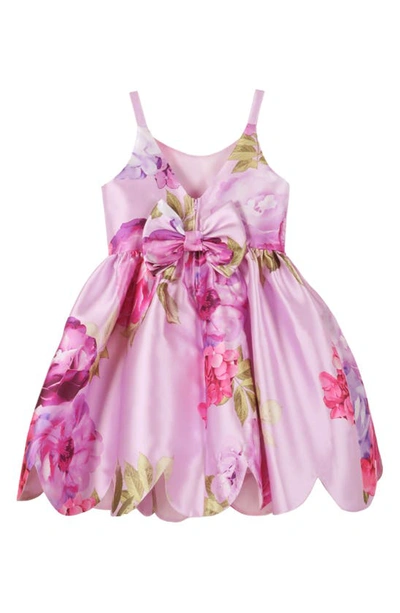 Shop Zunie Kids' Floral Mikado Party Dress In Orchid Multi
