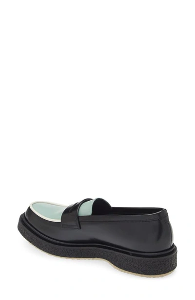 Shop Adieu Colorblock Penny Loafer In Black/ Pistachio/ Ivory