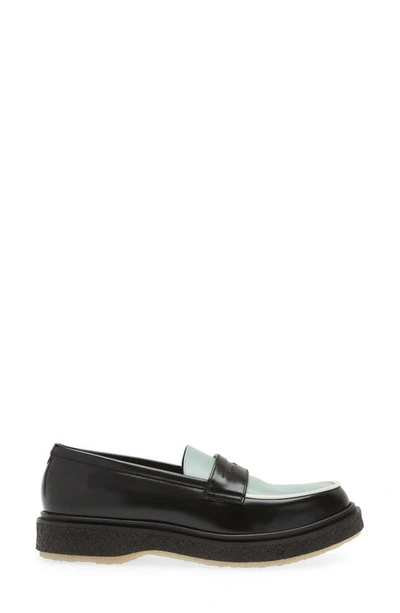 Shop Adieu Colorblock Penny Loafer In Black/ Pistachio/ Ivory